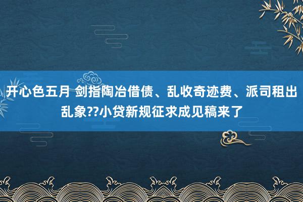 开心色五月 剑指陶冶借债、乱收奇迹费、派司租出乱象??小贷新规征求成见稿来了