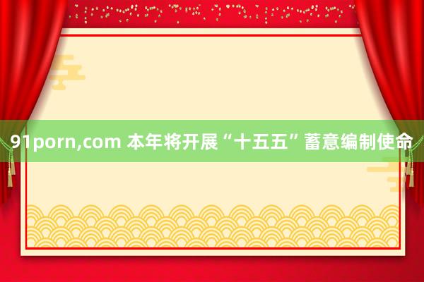 91porn，com 本年将开展“十五五”蓄意编制使命